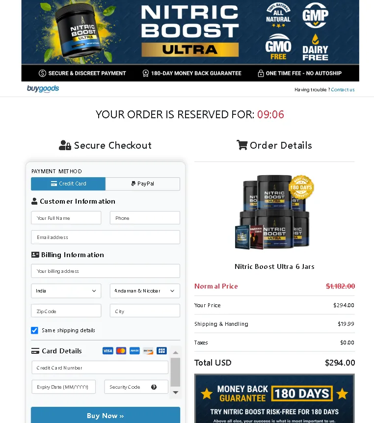 Nitric Boost Ultra checkout